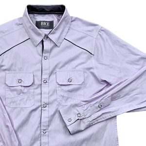 BKE Western Shirt Standard Fit Long Sleeve Snap Lavender Mens Small